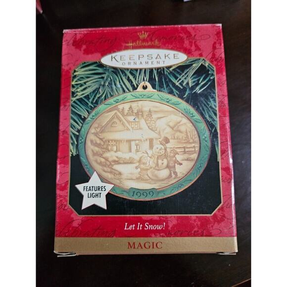 Hallmark Keepsake Let It Snow 1999 Porcelain Magic Light New Christmas Ornament - Picture 1 of 3